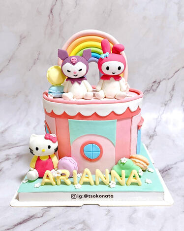 6x5 Sanrio themed fondant cake