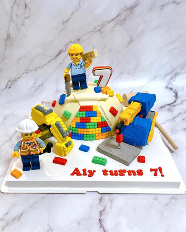 Lego Construction chocolate piñata cake